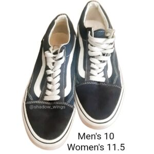 Vans Off the Wall Navy Canvas Suede Skate Shoes / Vans T375 Mens 10 Womens 11.5